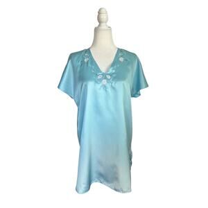 Henri Pierre Blue Embroidered Nightgown